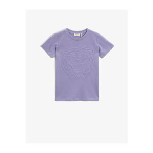 Koton Boy's Lilac Crew Neck T-Shirt Short Sleeve
