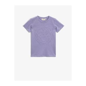 Koton Boy's Lilac Crew Neck T-Shirt Short Sleeve