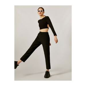 Koton Women's Black High Waist Trousers