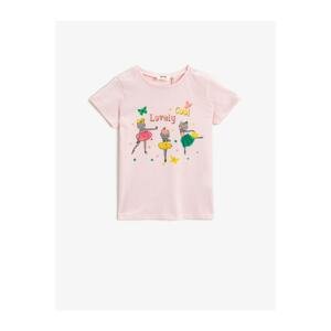 Koton Girl's Rose Printed T-Shirt Crew Neck Cotton