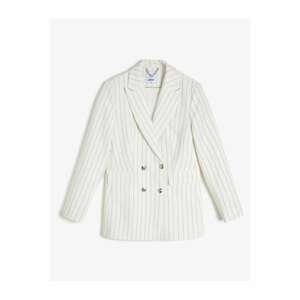 Koton Women's White Striped Coat