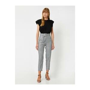 Koton Belt Detailed Checked Trousers