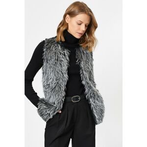 Koton Women's Gray Faux Fur Detailed Vest