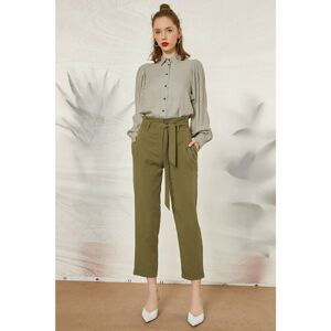 Koton Lace-up High Waist Cropped Trousers