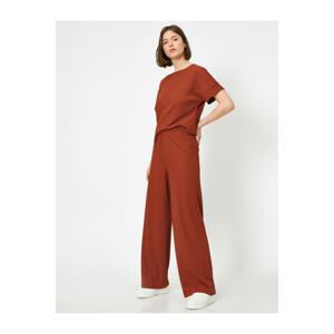 Koton Women's Brown Wide Leg Pants