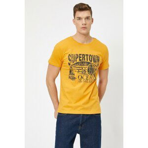 Koton Men's Yellow Printed T-Shirt
