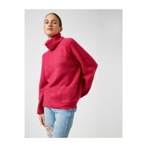 Koton Women's Pink Turtleneck Pocket Sweater