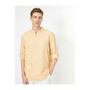 Koton Men's Yellow Judge Collar Shirt