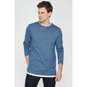 Koton Men's Blue Crew Neck T-Shirt