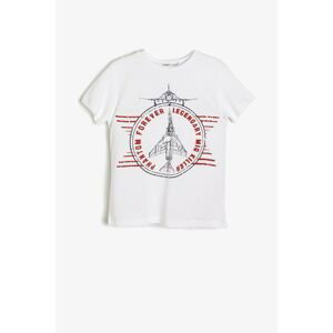 Koton White Boy's Letter Printed T-Shirt