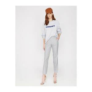 Koton Women's Gray Stripe Detailed Trousers