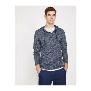 Koton Men's Blue Hooded Pullover