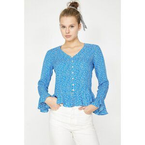 Koton Women's Blue Patterned Blouse