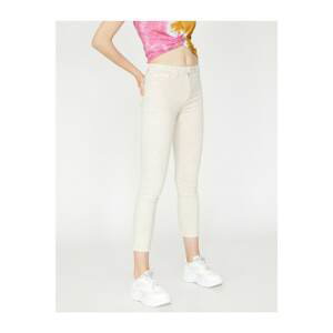 Koton Women's Pink Pocket Detailed Normal Waist Skinny Leg Trousers