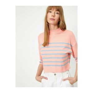 Koton Striped High Collar Thin Knitwear Sweater