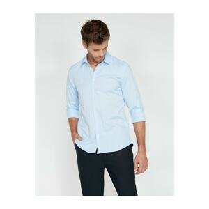 Koton Men's Blue Classic Collar Shirt