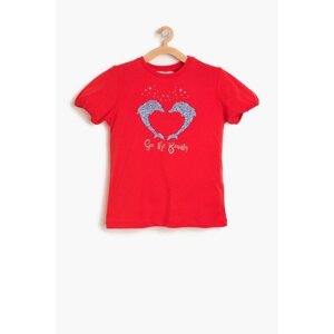 Koton Red Girl Bead Detailed T-Shirt