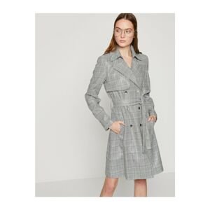 Koton Women's Gray Checkered Trench Coat