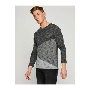 Koton Men's Gray Color Block Sweater