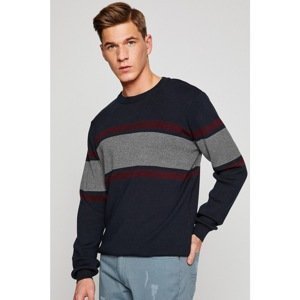 Koton Men's Navy Blue Striped Sweater