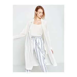 Koton Trench Coat - White - Double-breasted