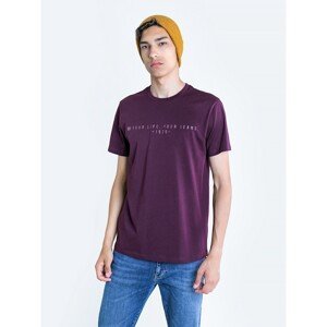 Big Star Man's T-shirt_ss T-shirt 152067 Burgundy Knitted-604