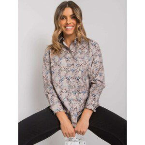 RUE PARIS Dark beige patterned shirt