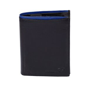 Black leather wallet for a man with a blue trim