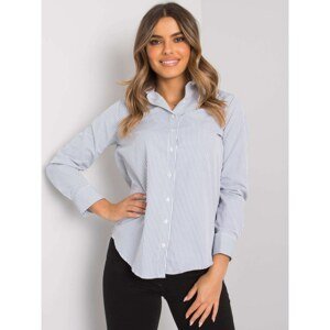 RUE PARIS White and navy blue striped shirt for women