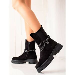 BESTELLE FASHIONABLE SUEDE ANKLE BOOTS WITH CHAIN