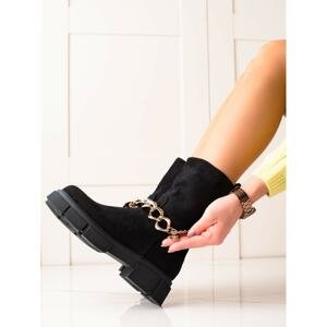 BESTELLE SUEDE ANKLE BOOTS WITH CHAIN