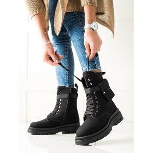 TRENDI LACE-UP TRAPPER ANKLE BOOTS WITH POCKET