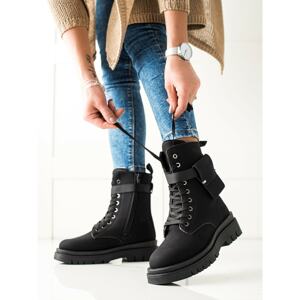 TRENDI LACE-UP TRAPPER ANKLE BOOTS WITH POCKET