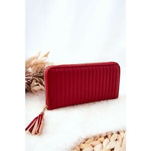 Large Quilted Wallet with Strap Red