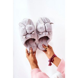 Furry Slippers With Pompoms Grey Pamppy