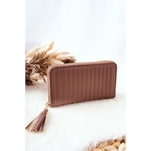 Quilted Wallet with Tassel Cappucino