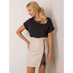 Beige skirt made of eco-leather