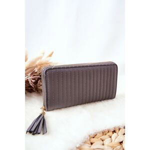 Large Quilted Wallet with Strap Grey