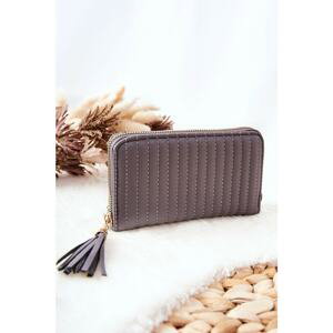 Quilted Wallet with Tassel Grey
