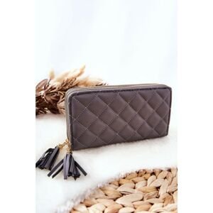 Large Quilted Wallet with Zips Grey