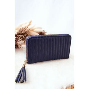 Quilted Wallet with Tassel Navy