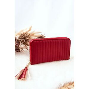 Quilted Wallet with Tassel Red