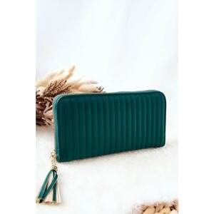 Large Quilted Wallet with Strap Green