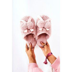 Furry Slippers With Pompoms Pink Pamppy