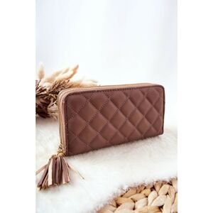 Large Quilted Wallet with Zips Cappucino