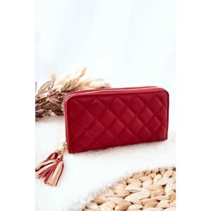 Large Quilted Wallet with Zips Red