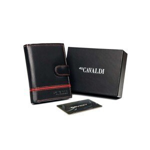 Black and red vertical men's wallet with a clasp