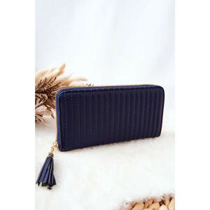 Large Quilted Wallet with Strap Navy