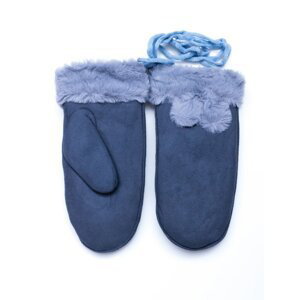 Warm, winter women's gloves made of knitted fabric with appliqués, lined with fur.
