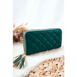 Large Quilted Wallet with Zips Green